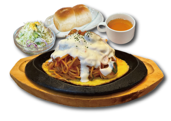 鉄板チーズナポリタンセット