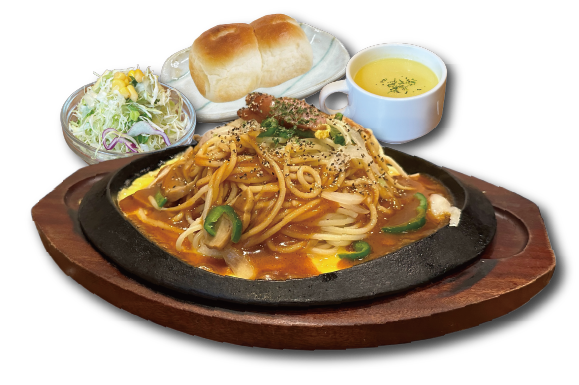 ウインナーと野菜の鉄板あんかけスパセット